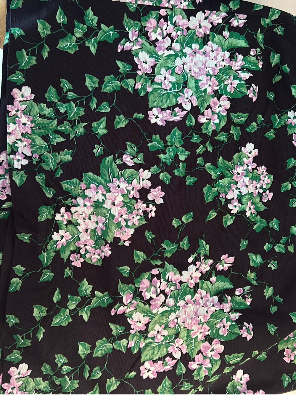 Vintage Navy Floral Print Fabric Skirt - Pink & Green Blooms Plus Size 24W